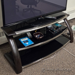 Black Curved 3 Tier TV Stand w/ Chrome Trim